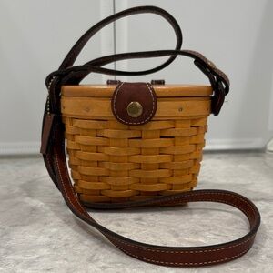 Longaberger Brown Woven Basket Crossbody Bag